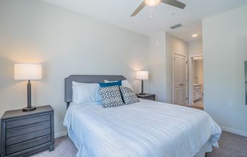 Bedroom With Ceiling Fan at Osprey Park 62+ Apartments, Kissimmee, FL